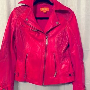 Bright pink Michael Kors 100% Leather Jacket
